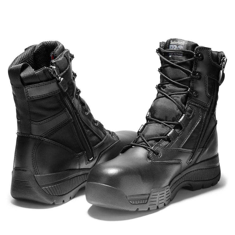 Botas Pro Timberland Argentina Hombre - Pro Valor™ Duty 8\" Side-Zip Comp Toe - Negras - BGJAOX-107